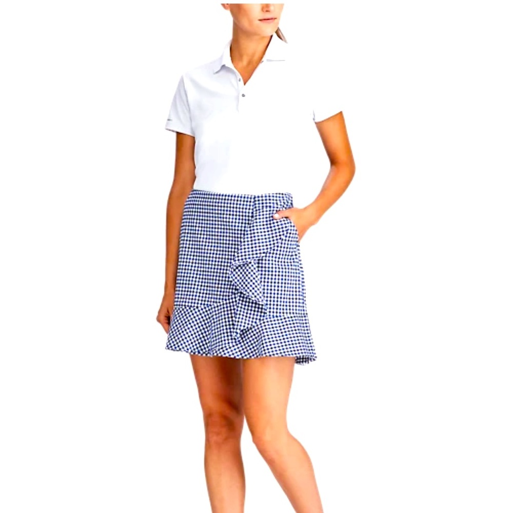 Polo Golf  Ralph Lauren Flounce Navy Gingham Golf Skort Size 2